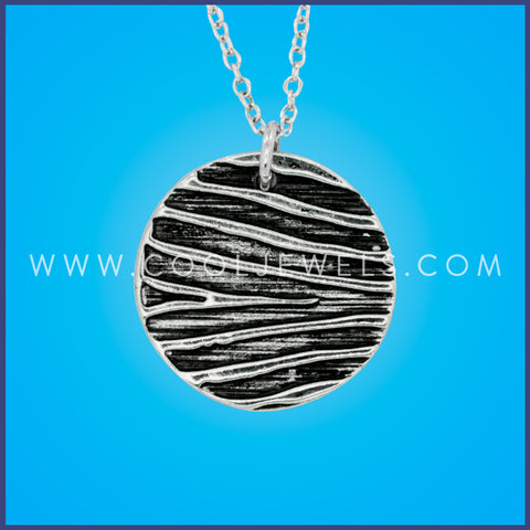 LINK CHAIN NECKLACE WITH ROUND ZEBRA PRINT PENDANT