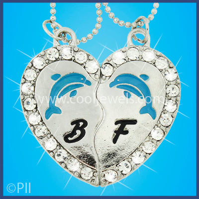 Dolphin Rhinestone Best Friends Necklace (2 Piece Set)  Wholesale Dolphin  Rhinestone Best Friends Necklace (2 Piece Set) – Cool Jewels