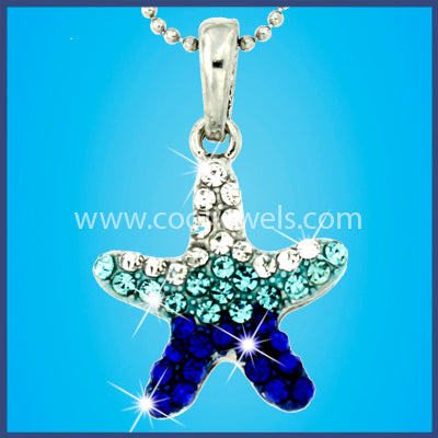 Mystical Blue Dragon with Clear Crystal Ball Pendant Necklace NK