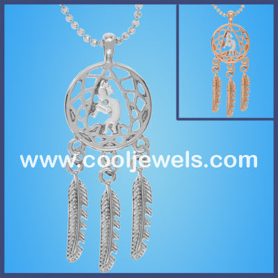 Assorted Color Kokopelli Dream Catcher Feather Necklaces Wholesale Assorted Color Kokopelli Dream Catcher Feather Necklaces Cool Jewels