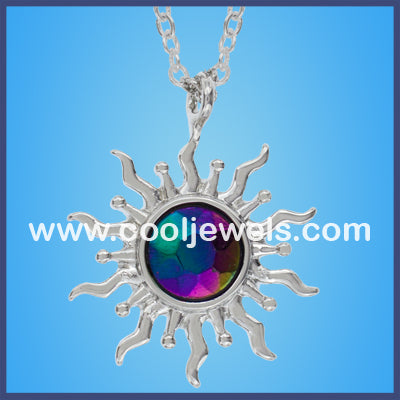 Authentic 925 Sterling Silver White Opal Sun Pendant Necklace for Wome