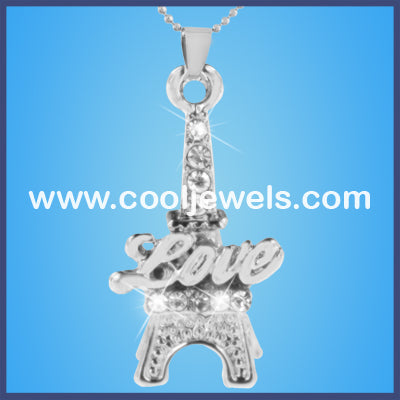 Rhinestone Eiffel Tower Necklace