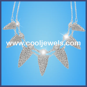 Silver Hammered Points Double Necklaces