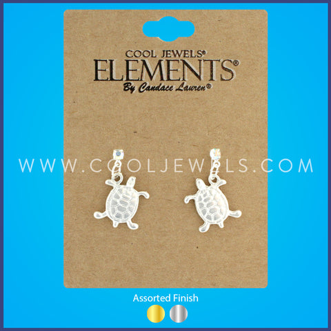 TURTLE & RHINESTONE POST EARRING CARDED - ASSORTED