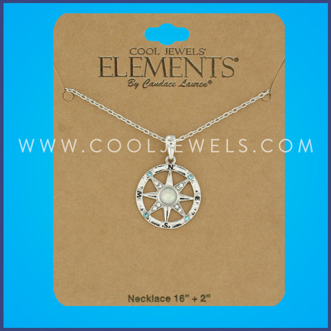 LINK CHAIN NECKLACE WITH COMPASS PENDANT - CARDED